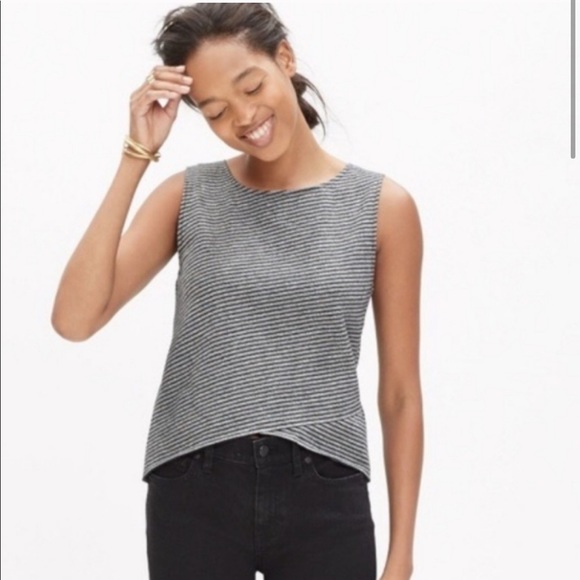 Madewell striped gray/black crossover top - Picture 2 of 5
